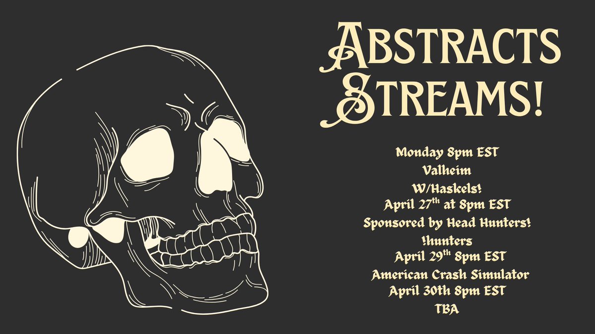 AbstractBraden's tweet image. Hey everyone just wanted to drop my streams for this week!  We have a #sponsored stream on April 25th at 8pm est!  all streams are at that time at twitch.tv/abstractbybrad… #safespace #twitch #streaming #entertaining