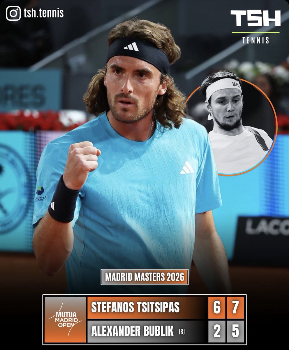 TennisMediaHype's tweet image. Congrats Stef 🔥🩵👏

#Tsitsipas #Madrid #MMOpen 2026
