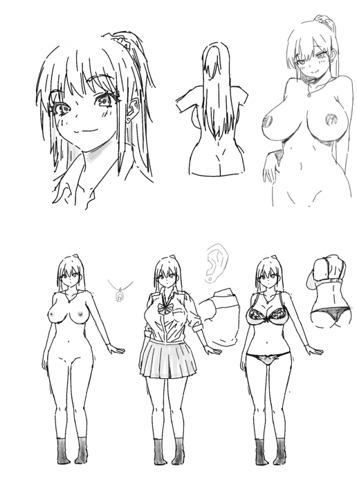 『久しぶりに再会した幼馴染はドスケベギャルになってました。』のキャラデザ段階の設定資料集を公開させていただきます🙌裏話なんですが、カマキリファームの作品でギャルメインの作品が二つあるので、こちらはスタッフ間では白ギャルと呼んでいました😂✨表情豊かなミカ描いていて楽しかったです! 