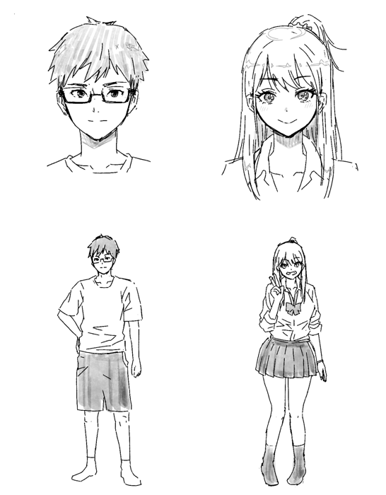 『久しぶりに再会した幼馴染はドスケベギャルになってました。』のキャラデザ段階の設定資料集を公開させていただきます🙌裏話なんですが、カマキリファームの作品でギャルメインの作品が二つあるので、こちらはスタッフ間では白ギャルと呼んでいました😂✨表情豊かなミカ描いていて楽しかったです! 