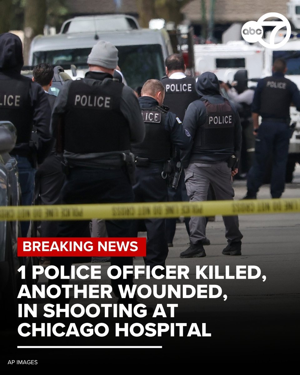ABC7's tweet image. #BREAKINGNEWS: A Chicago police officer was killed and another was in critical condition after a suspect opened fire while in custody inside a hospital, officials said. Officers brought the unidentified suspect, who was in custody, to the Endeavor Health Swedish Hospital around 9
