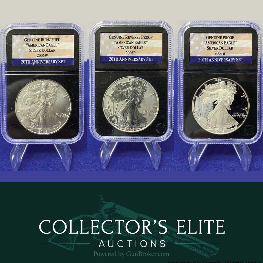 CEliteAuctions's tweet image. 🦅 Some sets hold silver. Others hold milestones.
Take a Look: bit.ly/4stV1bK

The 2006 Silver Eagle 20th Anniversary Set featuring the complete trio: Burnished, Reverse Proof, and Proof editions.

#CollectorsElite #coincollector #silvercoins