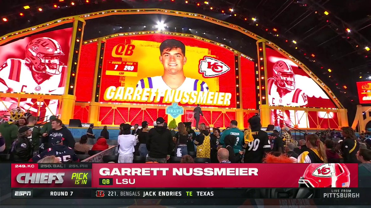 Chiefs select former LSU QB Garrett Nussmeier in Round 7