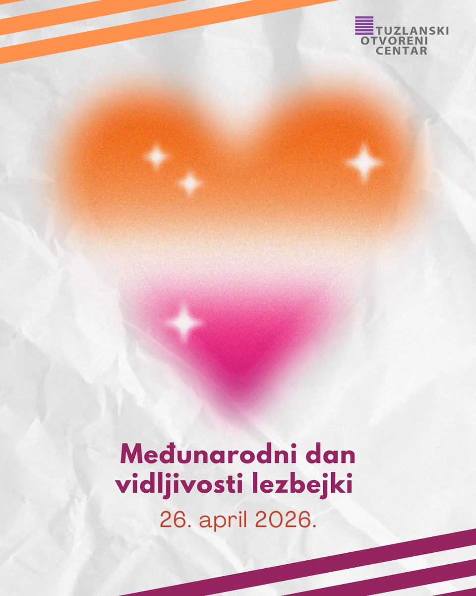 toc_tuzla's tweet image. Danas, 26. aprila, obilježavamo Međunarodni dan vidljivosti lezbejki ❤️🧡🤍🩷💜
#LesbianVisibilityDay #Vidljivost #LGBTI #Lezbejke #Pride