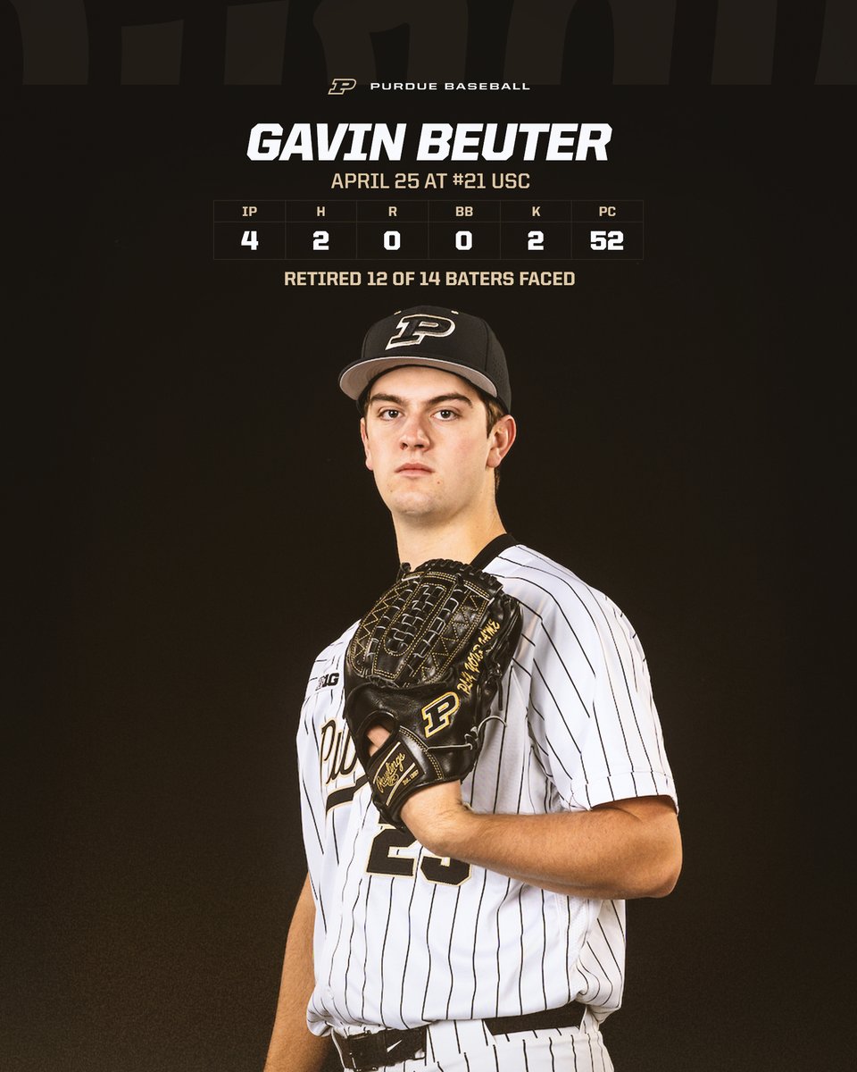 PurdueBaseball's tweet image. 5th time this month @GavinBeuter has worked at least 2 innings of effective relief. #BoilerUp 

💪 Last 2 Saturdays: 8 IP, 4 H, 0 R, 0 BB, 5 K