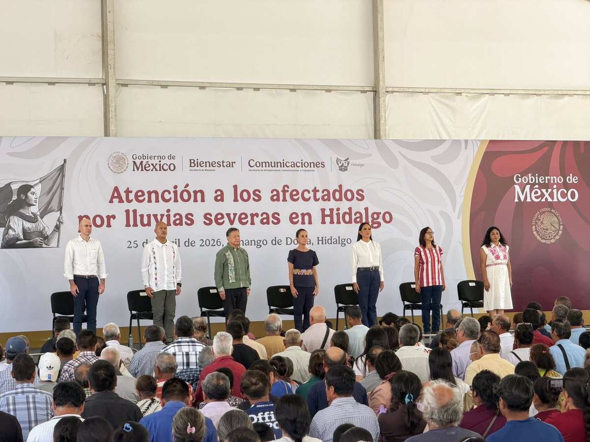 En Tenango de Doria recibimos a la Presidenta <a href="/Claudiashein/">Claudia Sheinbaum Pardo</a> para dar seguimiento a los programas y acciones en apoyo a las familias afectadas por la vaguada monzónica. Revisamos avances y reforzamos el trabajo coordinado para atender a quienes más lo necesitan.
 
#PrimeroElPueblo