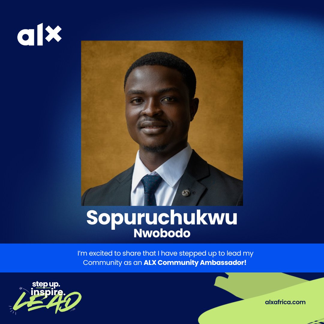 SopuruchukwuN's tweet photo. A new chapter unlocked: ALX Community Ambassador โจ
โIโm thrilled to be 1 of 100 chosen from thousands to represent ALX Africa! ๐
โWeโve pledged to lead with courage and consistency, helping 2M African leaders rise by 2030. Don't give upkeep moving! ๐
โ#ALXAmbassador #LifeAtALX https://t.co/4lHlhGB6UG