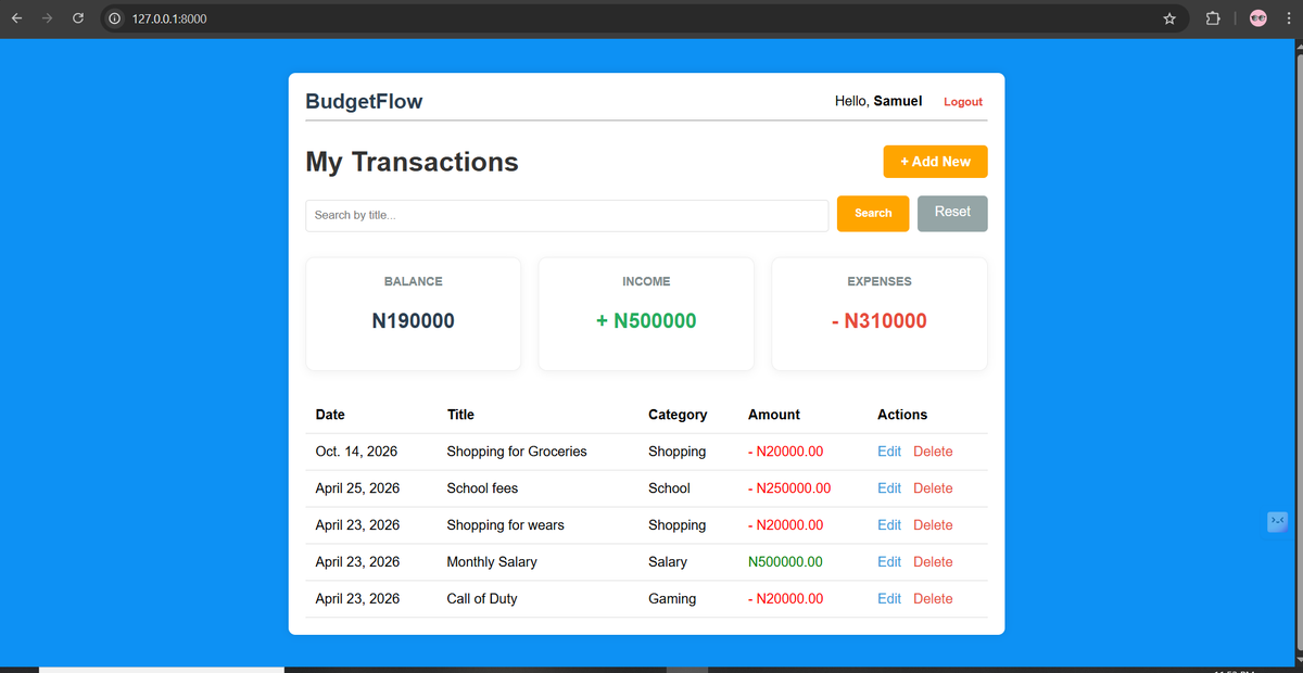 Obinna32_'s tweet image. Building BudgetFlow  📈—a full-stack Personal Finance Tracker!
Built mainly with #Django
✅ Secure User Auth
✅ Full CRUD (Income/Expenses)
✅ Real-time Balance Dashboard
✅ Search &amp;amp; Filter features
 🚀✨
#WebDev #Coding