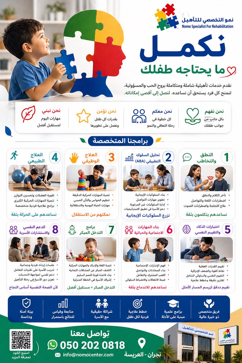 nomocentercom's tweet photo. مو كل تأخر… طبيعي
وأول خطوة تغيّر كل شيء

طفلك ما يحتاج وقت أكثر
يحتاج تدخل صح

في مركز نمو… نكمل ما يحتاجه طفلك 🤍

📞 0502020818
📍 نجران - العريسة

#نمو #تأخر_الكلام #النطق #تعديل_السلوك #التوحد #فرط_الحركة #العلاج_الوظيفي #التدخل_المبكر #نجران_الآن https://t.co/VFtP8Cg8qQ