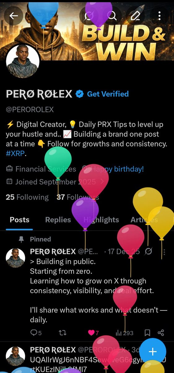 PEROROLEX's tweet image. It’s my birthday today 🎉

Grateful for life, growth, and every lesson along the way.
New age, new focus — still building, still not giving up.

Cheers to more wins ahead 🥂
— Pero Rolex (PRX)

#BirthdayVibes #NewAge #PRX #Grateful #KeepGoing