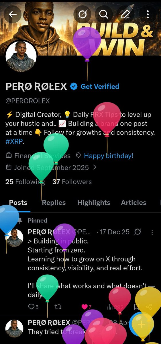 PEROROLEX's tweet image. It’s my birthday today 🎉

Grateful for life, growth, and every lesson along the way.
New age, new focus — still building, still not giving up.

Cheers to more wins ahead 🥂
— Pero Rolex (PRX)

#BirthdayVibes #NewAge #PRX #Grateful #KeepGoing