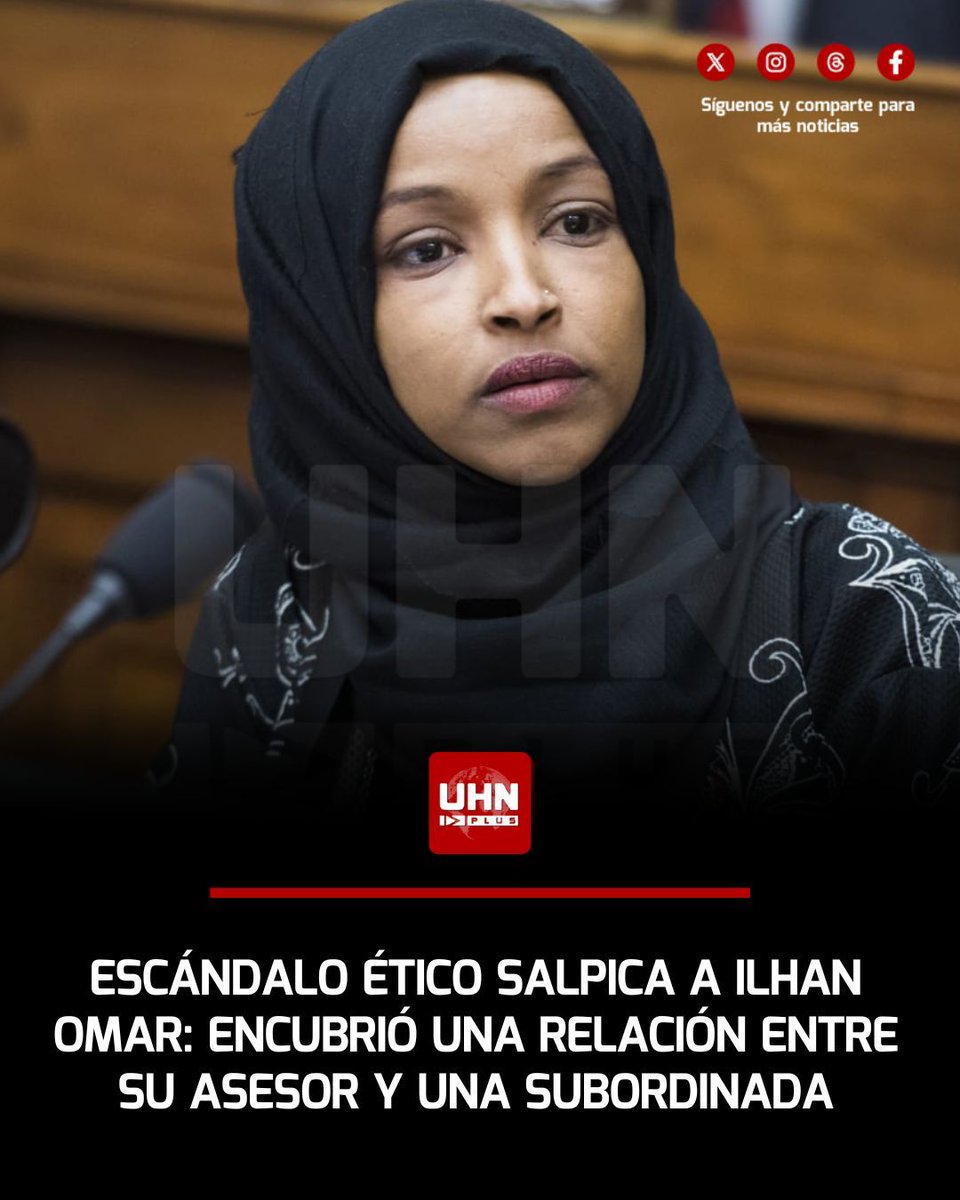 🇺🇸‼️| El New York Post revela que la congresista radical Ilhan Omar encubrió y premió una relación inapropiada entre su principal asesor y una subordinada. Omar promovió a la mujer semanas antes de que se casaran, exponiendo la falta de ética de la izquierda en el Congreso de EE.
