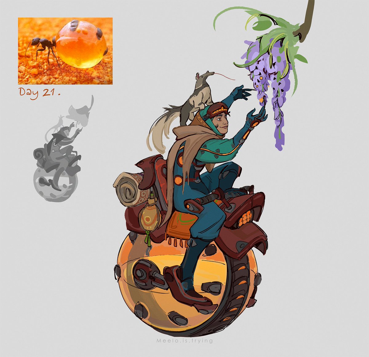 MeeloIsTrying's tweet image. Day 21 &amp;amp; 22 of the conceptcore april challenge! 🐜🕸️#characterdesign