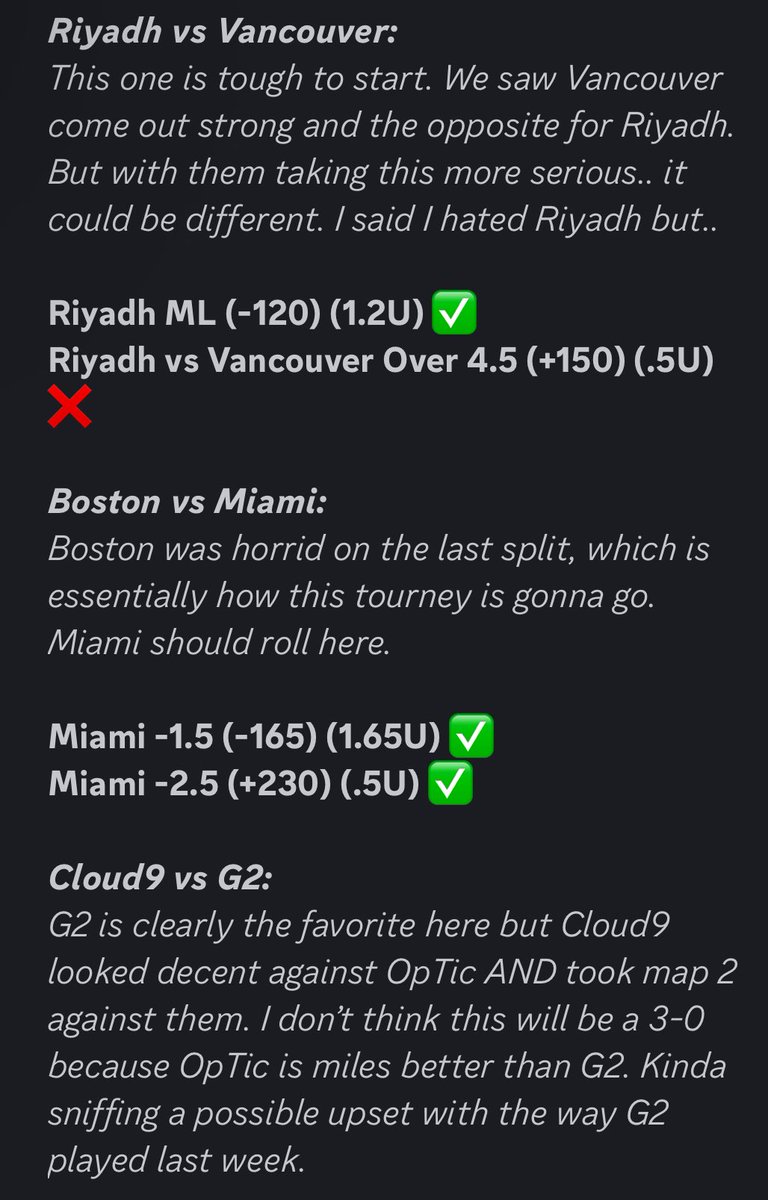 KicksCashesOut's tweet photo. Thought @BeerMoneyyPicks couldn’t find more ways to make you money?

I told @hannahm1g let me cook.
The COD / eSports wave is MY shit.
+14 units in only 1.5 weekends of capping for the cord. 🎮👾

Get innnnnn here - We got championship Sunday tomorrow for Call of Duty! https://t.co/yTiWRopEN9