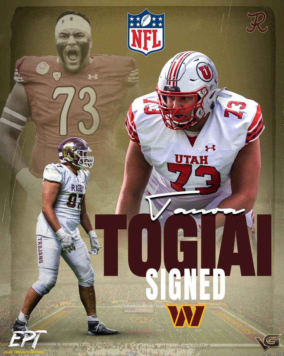 rigbyfbl's tweet photo. 🚨HISTORY MADE!🚨

Tanoa Togiai has signed with the @Commanders.

The first RHS Trojan to ink an NFL contract in over 65 years. 

From dominating the trenches at @rigbyfbl to protecting the pocket for @Utah_Football , he is now taking his game to @NFL.

#ThisIsRigby https://t.co/nl9a60Bb9y
