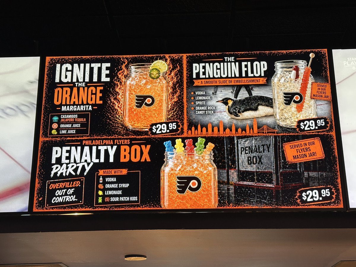 BetalyticsInc's tweet image. The Flyers just dropped a new drink lineup at the arena and they aren’t holding back on the shade. 

#Flyers #BringItToBroad #NHL