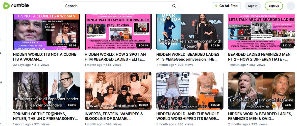 AuthorCiaL's tweet image. NOW IS A PERFECT TIME TO LEARN THE TRUTH #playlists 160 vids
@AuthorCiaL clip HOWWHYSEEIT #beardedladies #feminizedmen #EGI all the proof u need
bitchute.com/playlist/ItAUd… bitchute
odysee.com/$/playlist/104… Odysee
rumble.com/playlists/N_jS… Rumble