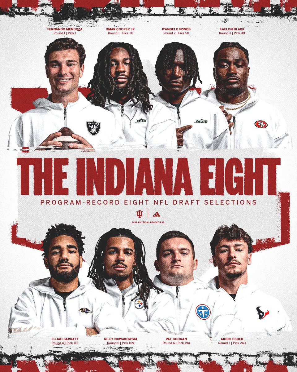 IndianaFootball's tweet image. A program-record eight #NFLDraft picks.
