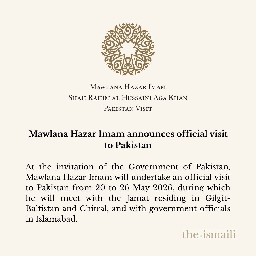 muftihamdard's tweet photo. I would like to welcome the spiritual leader of the Ismaili community on his visit to Pakistan and offer my warmest greetings.اھلا و سھلا فی باکستان بلد الأمنِ و السلام ! https://t.co/vJHeHyfaAa