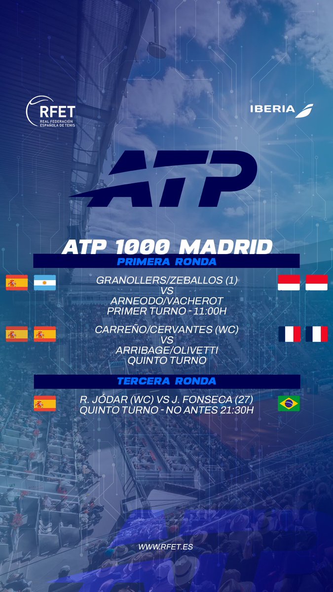 RFETenis's tweet image. 𝐌𝐀𝐃𝐑𝐈𝐃 🇪🇸 Día 6

Todo preparado para otra gran jornada en la capital

¿Empezamos? ⏳🔛

#ATP #WTA