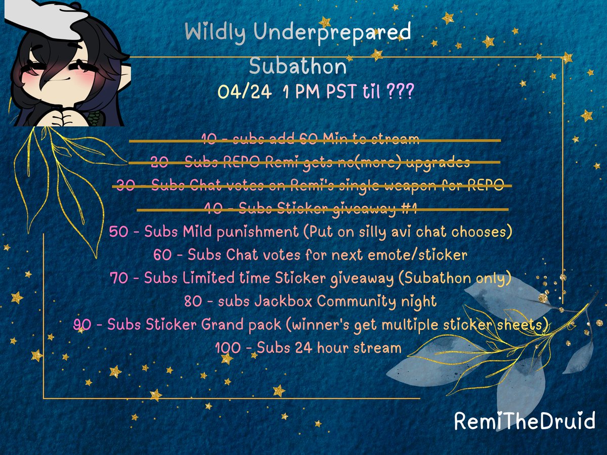 RemiTheDruid's tweet photo. We're currently doing day 2 of the subathon https://t.co/jYoPHMnOkE
42/100 subs https://t.co/nQMLZPXbUS