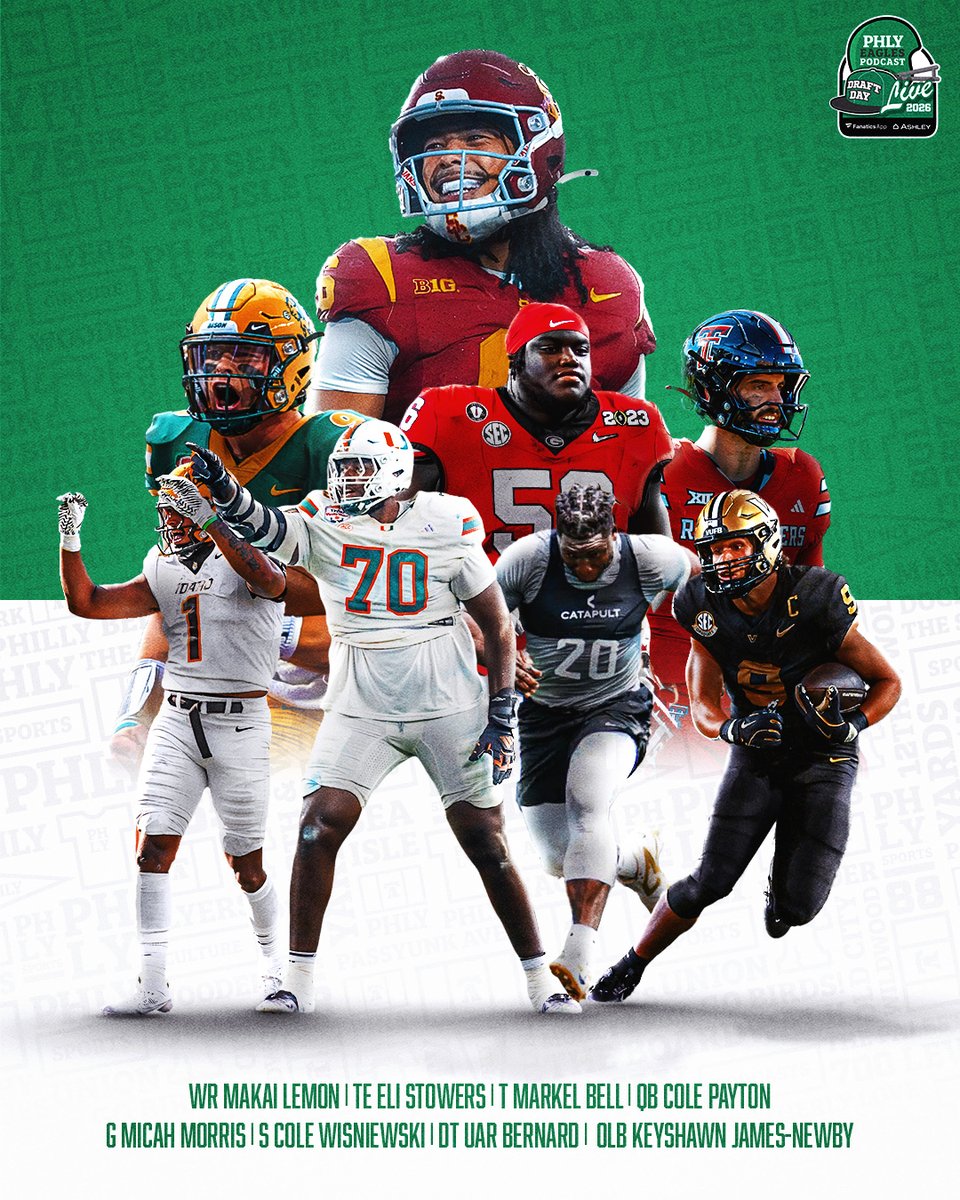PHLY_Sports's tweet photo. The Philadelphia Eagles 2026 Draft Class 🔥🦅 https://t.co/WJU0YJy2Hq