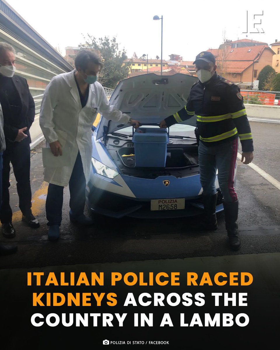 IntEngineering's tweet photo. On December 20, 2022, Italian police used a Lamborghini Huracán to rush two donor kidneys across hundreds of kilometers. Thanks to the car’s refrigerated system and top speed, both organs reached transplant patients just in time.
#Lamborghini #HuracanRun #ItalyPolice #Transplant https://t.co/RWMvHbSB8M