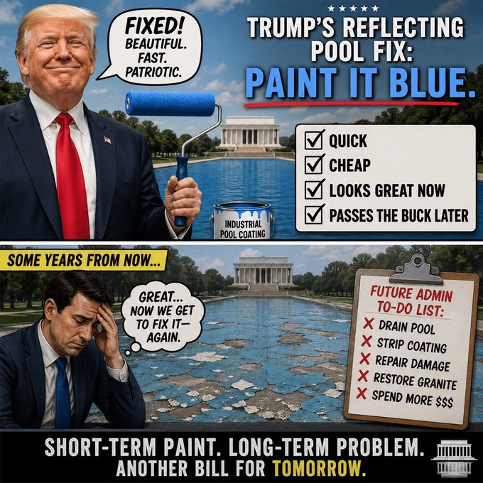 stewie_nathan's tweet photo. @NikkiMcR This is going to turn to total shit in just a few years and cost millions to restore.  Only MAGA morons would think this is good idea.  Why not just clean the water? https://t.co/wpPana2MuR