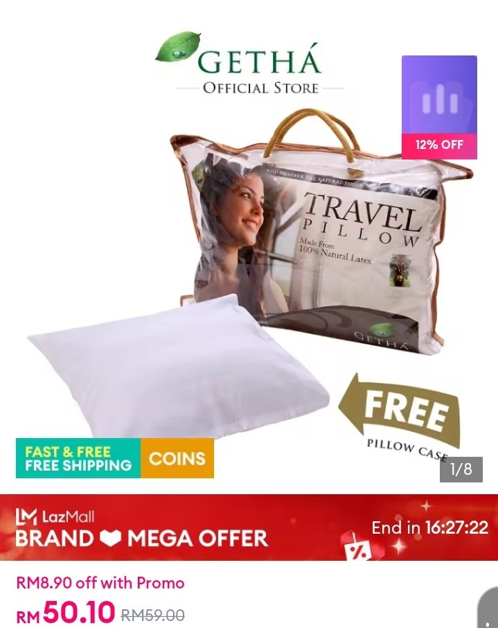 cityangel78's tweet image. Getha Travel Latex Pillow / Bantal Pelancongan
💥💥RM50.10💥💥
s.lazada.com.my/s.Z04LTa?t=p-i…

#travel 
#travelpillow
#Getha 
#bantal