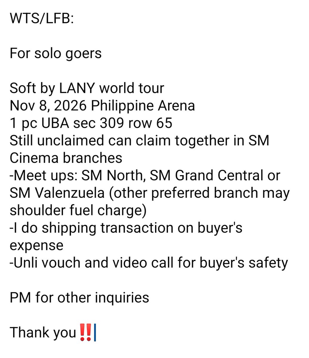 sean_017's tweet photo. WTS/LFB:

Soft by Lany world tour. Please see photos for details #lanyinmanila https://t.co/WayMF4l69i
