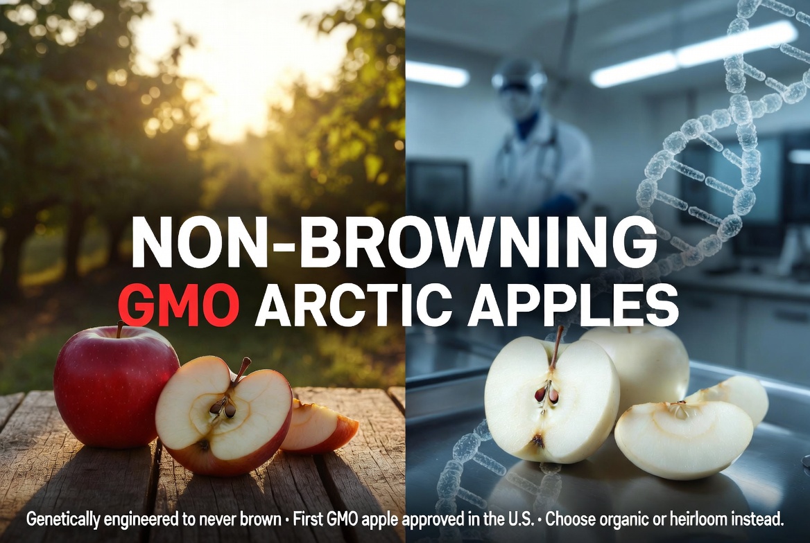 ValerieAnne1970's tweet image. You think you're just eating a normal apple?  

Think again.  

Arctic Apples are genetically engineered "non-browning" apples. They’ve had genes inserted to silence the enzyme that causes apples to turn brown when cut or bitten. They were the first GMO apple approved in the U.S.