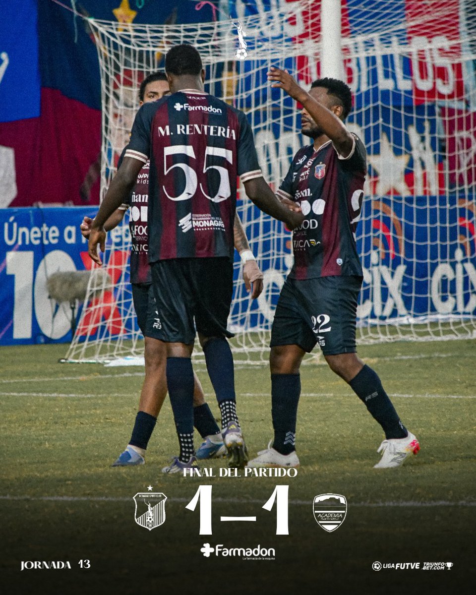 Tribuazulgrana's tweet photo. ️• LIGA FUTVE 🇻🇪 
️• APERTURA 2026 🏆
️• JORNADA 13 🔜

@Monagas_SC 🇻🇪 | 1-1 | 🇻🇪 @la_academiapc 🏁 ¡FINAL!

GOLES⤵ 

️• ⚽ MAELO RENTERÍA 47' 

️• 🤬 JOAO BARROS 83'  

️
#TribunaAzulgrana 🔵🔴 https://t.co/INUoHnw1fc