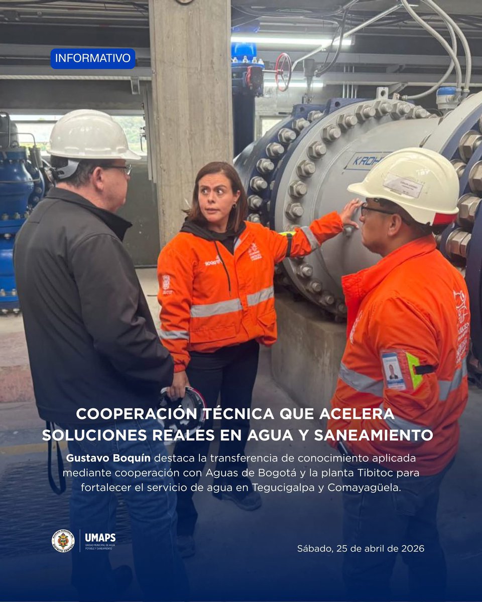umapsdc's tweet image. 💧🌎 Intercambio que suma valor

El gerente de UMAPS, Gustavo Boquín, destacó su visita a Aguas de Bogotá y la planta Tibitoc como una experiencia de conocimiento aplicado.

Tegucigalpa y Bogotá comparten retos; la diferencia está en la eficiencia y ejecución.

#UMAPS