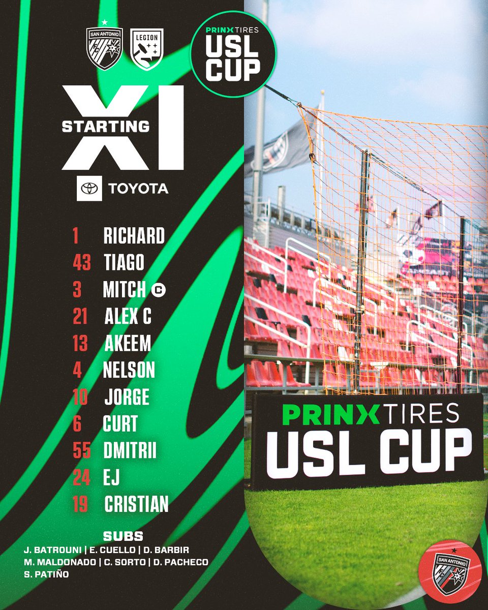 SanAntonioFC's tweet image. Our XI to kick off this year's @USL_Cup 😎

#Sponsored | @Toyota