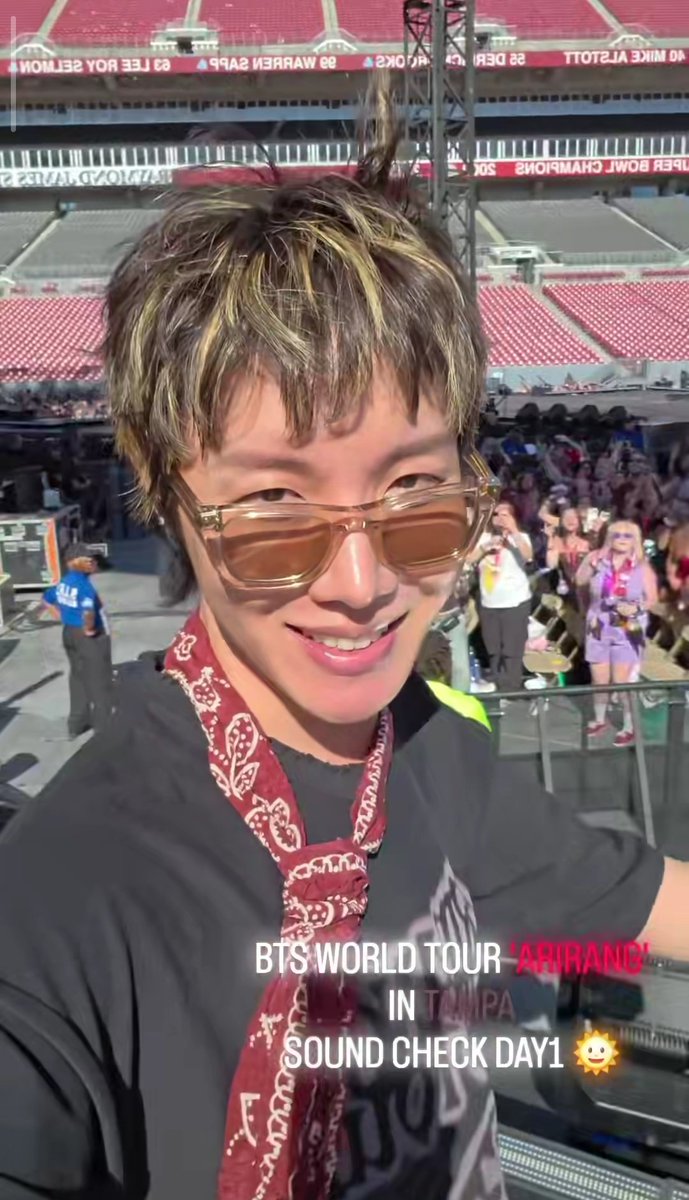 sweetkthland's tweet image. — ¡Actualización de j-hope (•uarmyhope•) en sus historias de Instagram! 

🐿️: “BTS TOUR MUNDIAL 'ARIRANG' EN TAMPA
PRUEBA DE SONIDO DÍA 1 ☀️”

#JHOPE #HOSEOK #uarnyhope 
#BTS_ARIRANG_WORLDTOUR_TAMPA