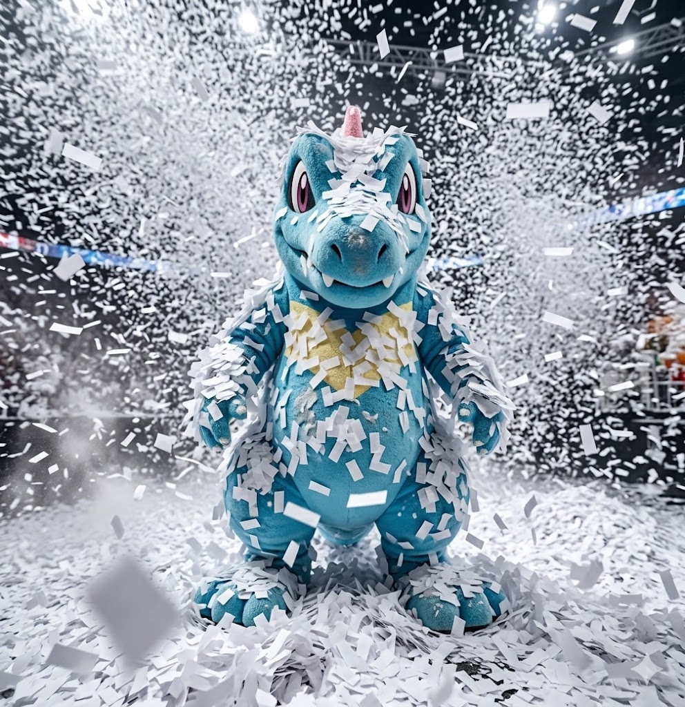 ChaoemperorC's tweet image. Dustin the Totodile's confetti blizzard!

#totodile #dustin #pokemon #confetti #confettistorm #blizzard #celebration #mascot #mascotcostume #cosplay #fursuit