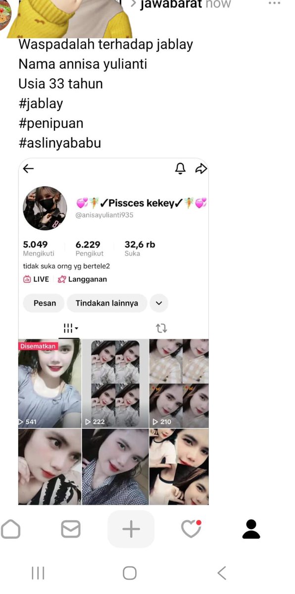 kopi_pecin47623's tweet image. Warga jabar dan sekitar waspadalah cewek ini
Nama : Anisa yulanti alias keykey
Umur : 33 thun
Alamat: garut
#jabar #infojabar #penipuan #jablay #maling
#wanitamurahan