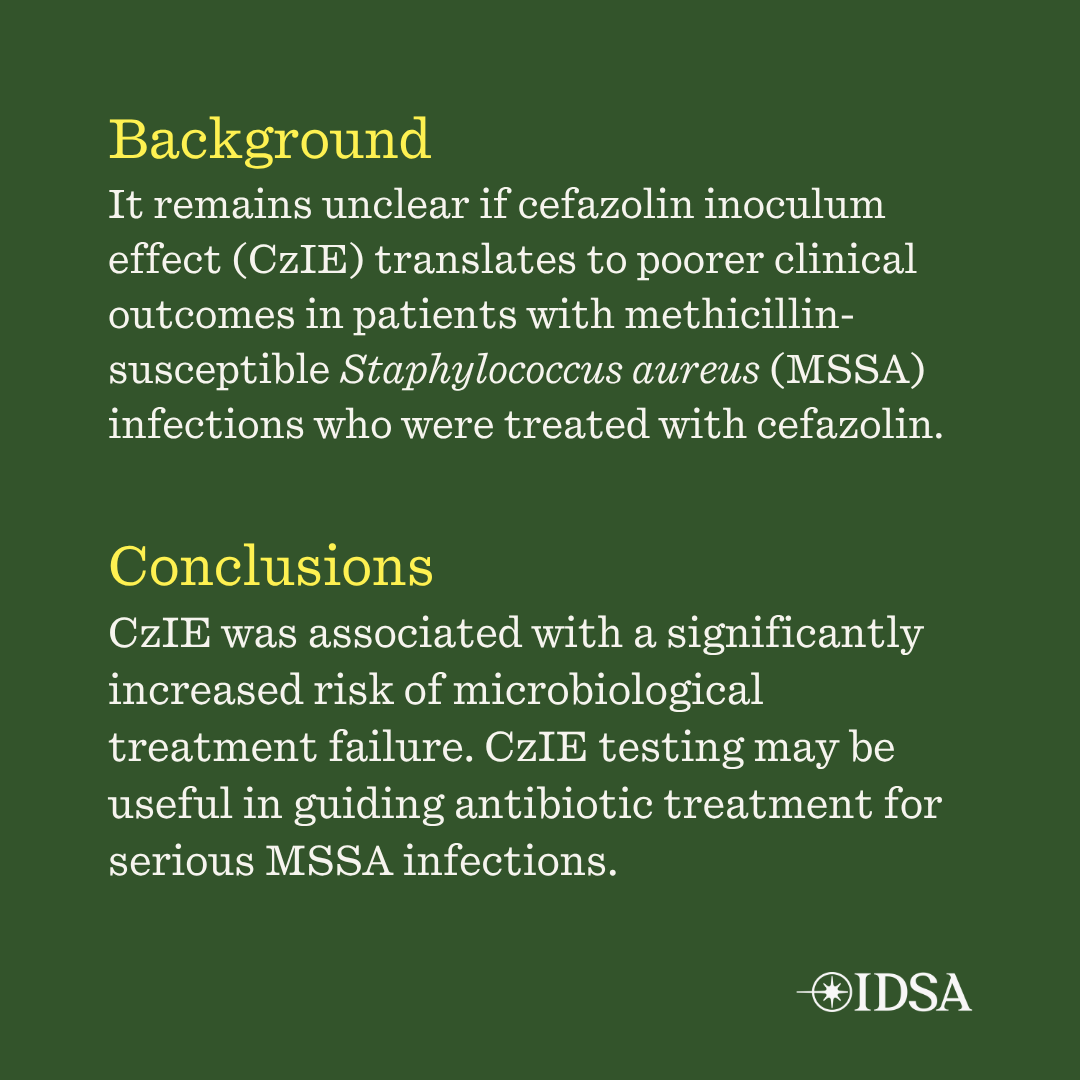 JIDJournal's tweet photo. Cefazolin Inoculum Effect and Cefazolin Microbiological Treatment Failure in Serious Methicillin-Susceptible Staphylococcus aureus Infections: A Multicenter Retrospective Cohort Study

✅ Just Accepted
🔗 https://t.co/RNLeLTEvBN https://t.co/tATjo3KAxr