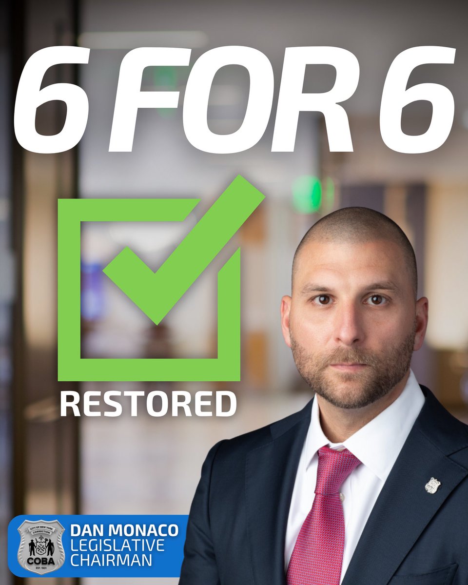 NYCCOBA1's tweet photo. During the latest FRB, COBA’s Legislative Chairman Dan Monaco assisted 6 (out of 6 scheduled) of our members get restored! https://t.co/7vBMyk5z3c