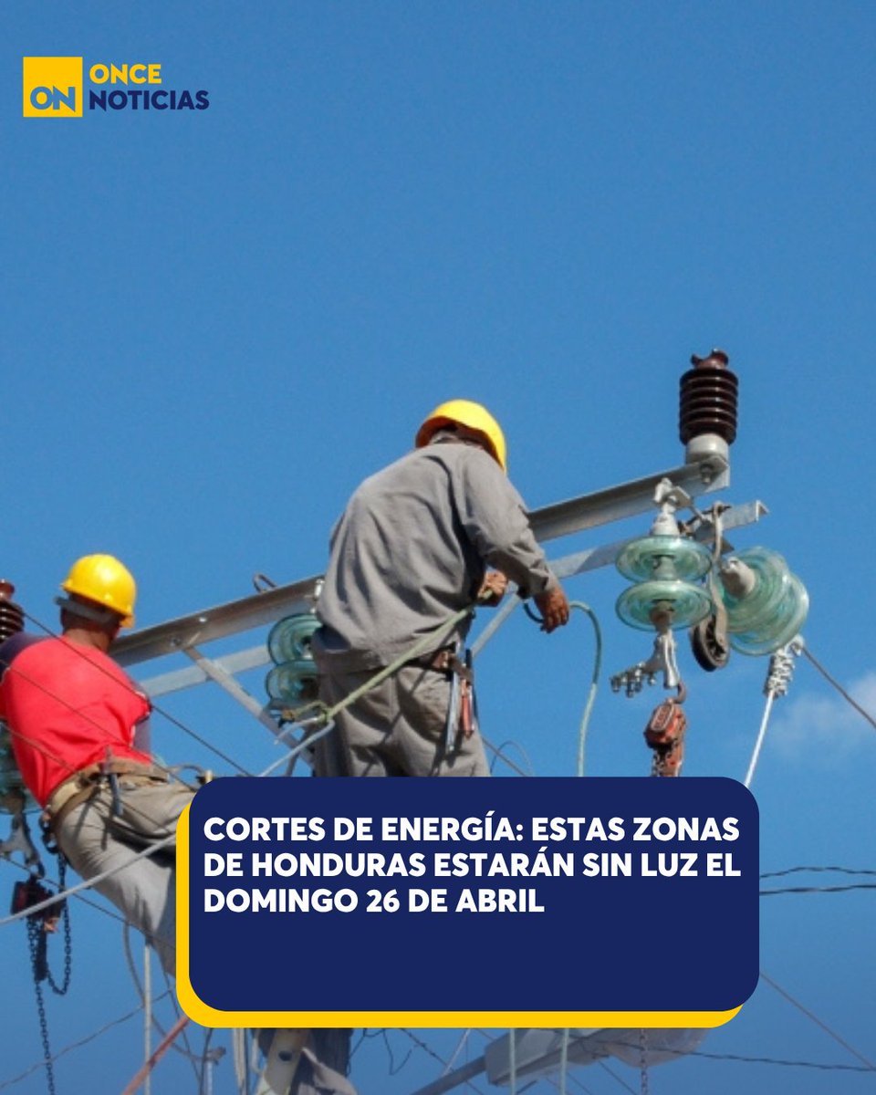 11_Noticias's tweet photo. ⚡ ¿Qué zonas de Honduras tendrán mantenimientos energéticos? Verifica aquí si estarán en tu hogar sin luz este domingo 26 de abril. 👉
https://t.co/dOQnUh08vb
#CortesdeEnergía #domingo26 #Abril #Calenadario #Honduras #ENEE https://t.co/zHK6an7zQ5