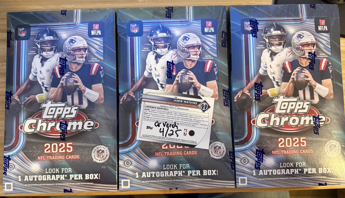 verdman14's tweet photo. For Sale @HobbyConnector 

2025 Topps Chrome Football Hobby

3 loose boxes from EQL

$2700 shipped pp g&amp;s https://t.co/YuTck9898T