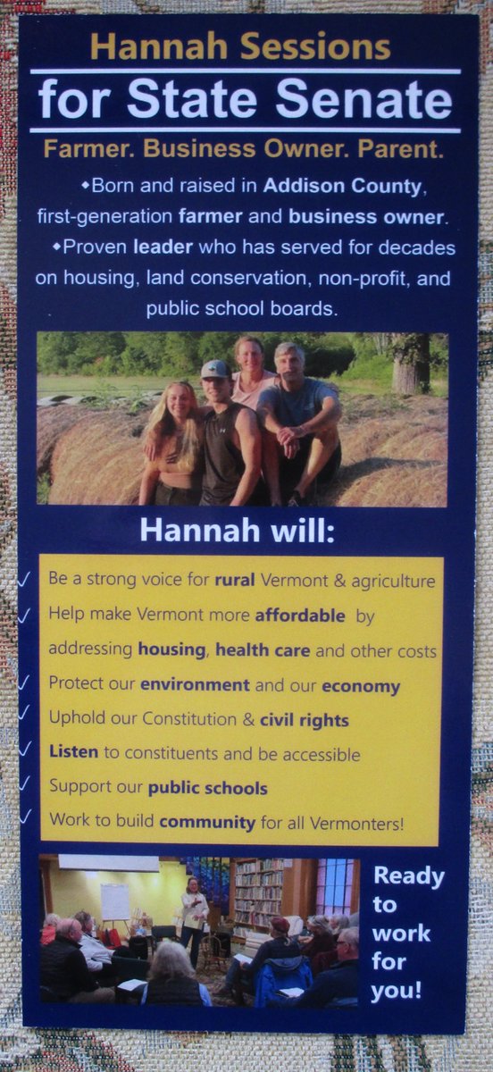 garlandgates's tweet image. NEWS: #AddisonCounty State Senate candidate Hannah Sessions recently spoke to a gathering in #BristolVT. She's a farmer, business owner, and parent who wants to be a strong voice for rural #Vermont and agriculture.
hannahsessionsforvt.com #Election2026 #VTpoli
