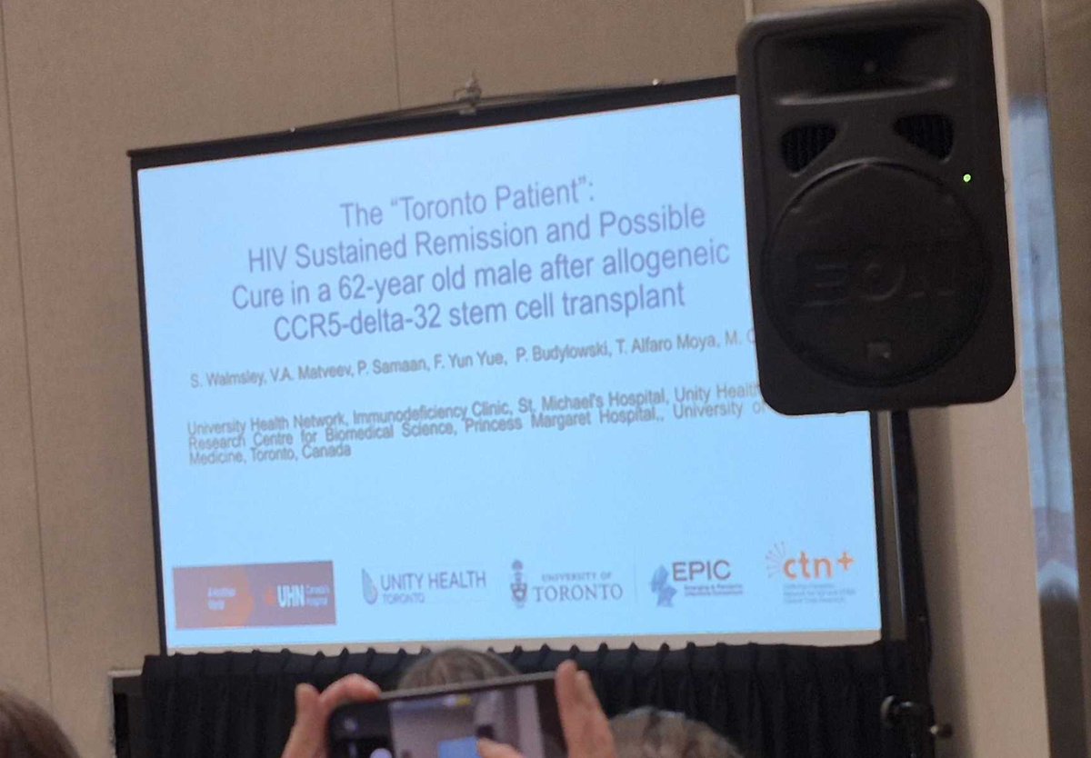 bccfe's tweet photo. A packed house for a #CAHR2026 Late-Breaker, this was special! 

Only the 10th person thought to be cured of HIV thanks to a bone marrow transplant, it may not represent a scalable cure, but is a Canadian milestone worth celebrating!

Congratulations to the teams in Toronto! https://t.co/4BqnChRoxS