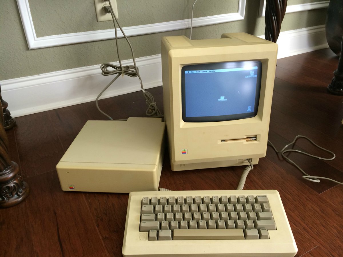1984 Apple Macintosh 128K computer setup. It is officially designated ...