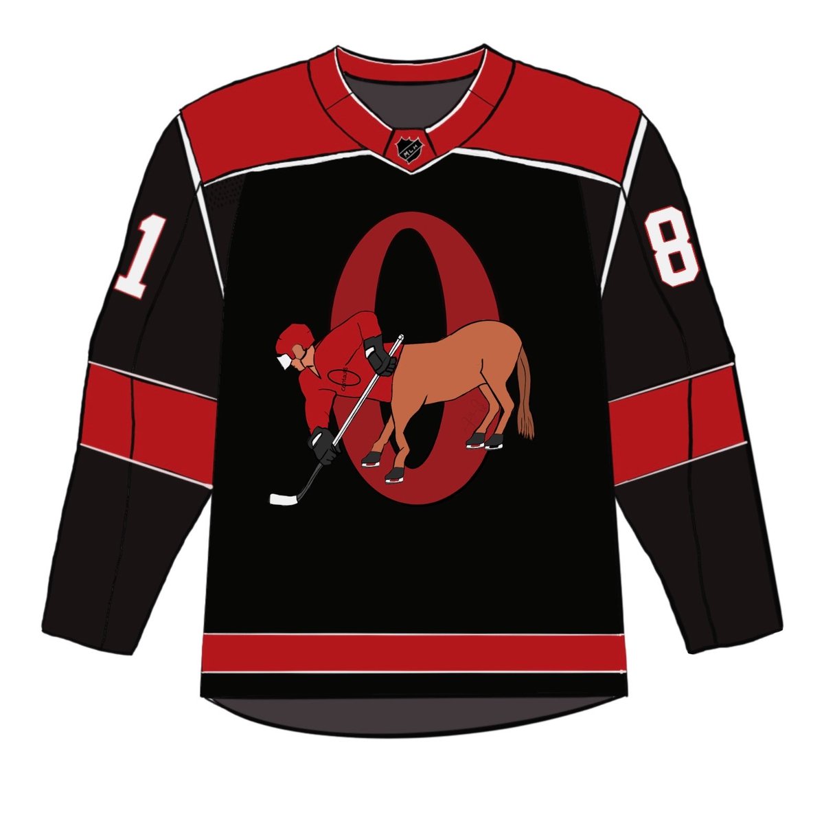 great time to have finished my mockup for a jersey for the woke gay version of the senators my good friends the ottawa centaurs ￼￼￼