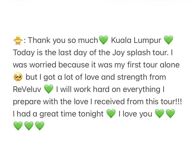 joyiecore's tweet photo. 🐥💭 joy message to malaysian luvies 

260425 joy splash in kuala lumpur

#JOYinKL #JOYinMY #JOY #2026JOY_SPLASH_TOUR #조이 https://t.co/mGOQQewBET