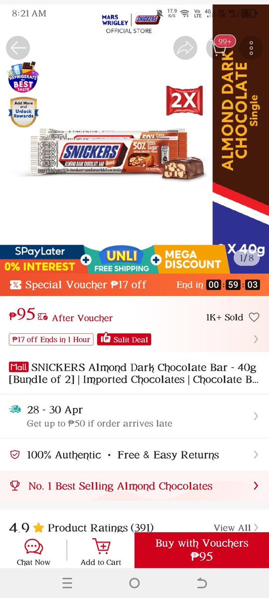 Mura siya rn
Link:
s.shopee.ph/5q4Wq0c9y5

#snickers #darkchocolate