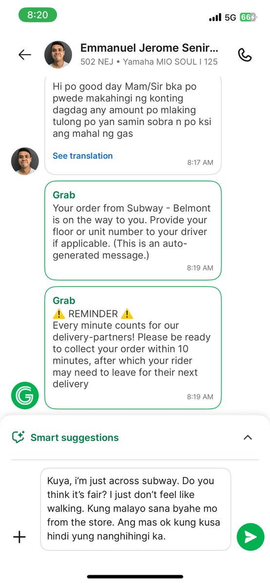 iamlen2's tweet photo. @grabph i know mahal gas pero buti sana kung malayo byahe nya from the delivery area. Better yet i will refrain from using #grab so disappointed… https://t.co/N6k47cAa1S