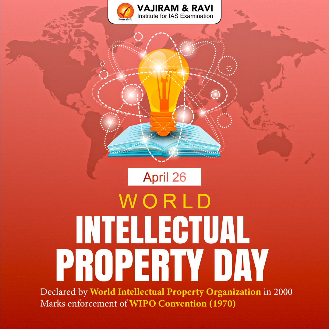 VajiramRavi's tweet image. World Intellectual Property Day (26 April) highlights how innovation, creativity, and ideas shape our world.

#WorldIPDay #IntellectualProperty #IPR #Innovation #Creativity #UPSC #UPSCPreparation #CurrentAffairs #StudySmart #CivilServices #Learning #Economy #SportsInnovation