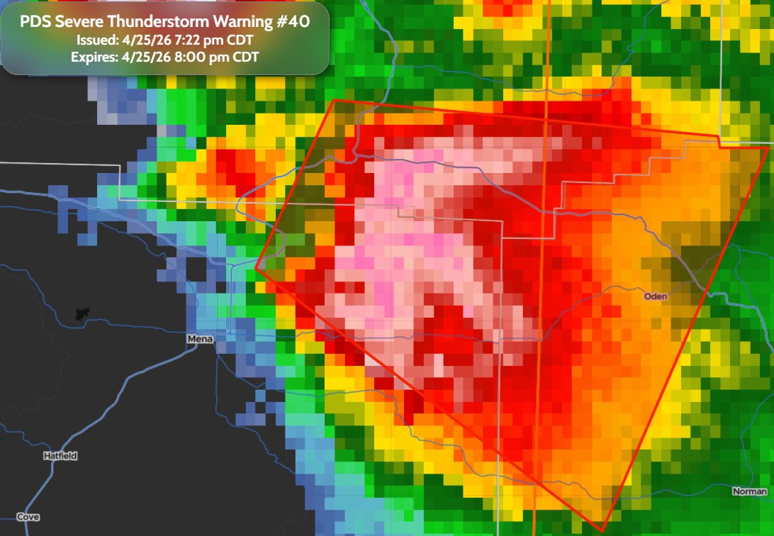 StormTrackingHQ's tweet image. #PDS #SevereThunderstormWarning 040 has been issued for Oden AR and Y City AR until 8:00 pm CDT #wxtwitter #wxX #wx #severewx #severe #severeweather #ModerateRisk #DixieAlley #arwx #ARwx 

#Wind 
Up to 60 MPH 
#Hail 
Baseball sized possible

⚠️This is a Life Threatening